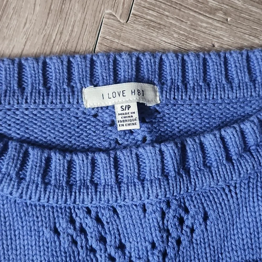 Blue/Purple Cropped Knitted Sweater